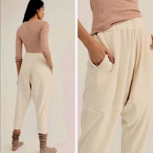 Free People Pants - Free People Harem Pant Jogger Thick Ribbed Ivory